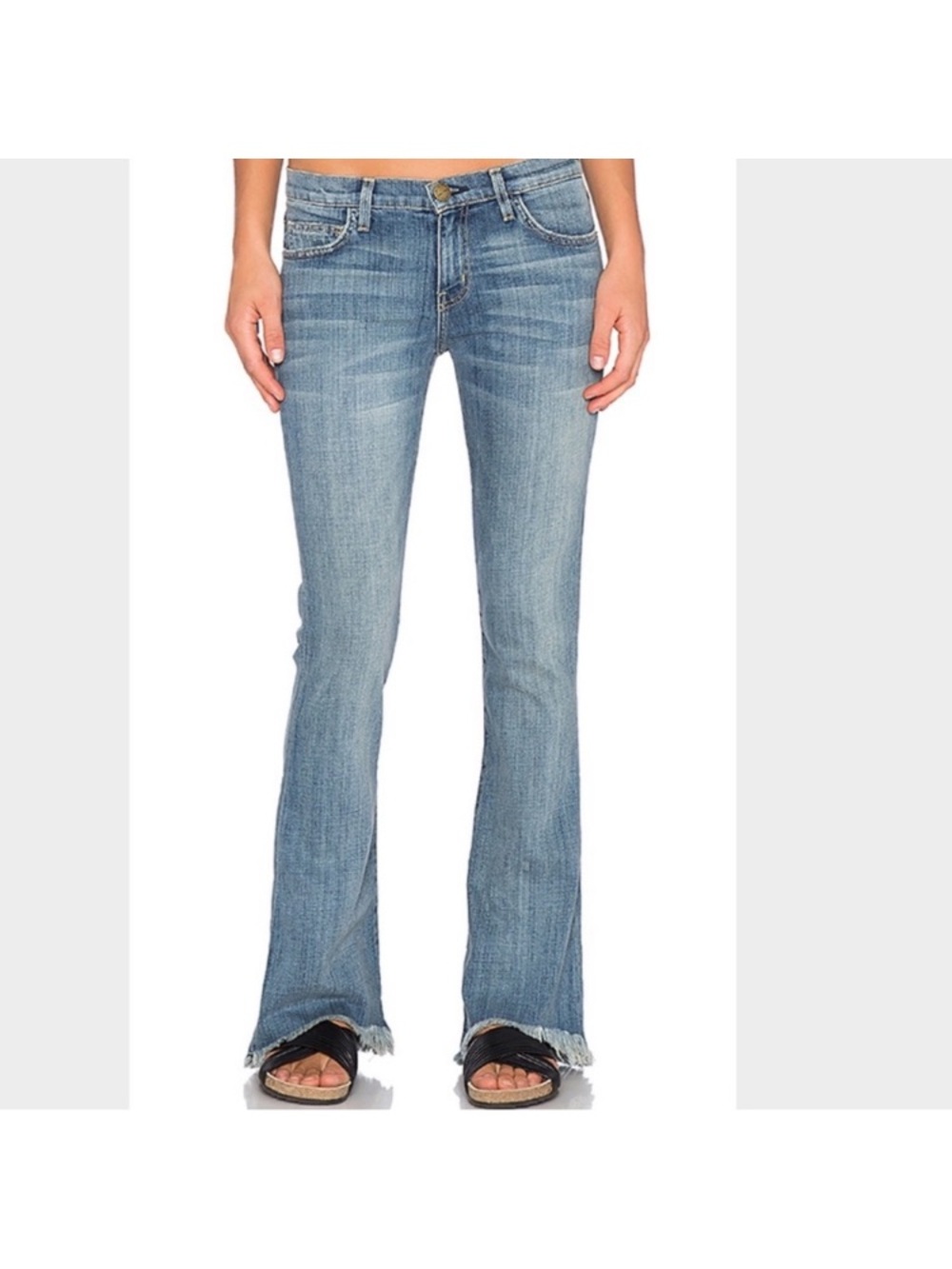 Current/Elliott Low Rise Flipflop Frayed Flare Bootcut Relaxed Jean 25